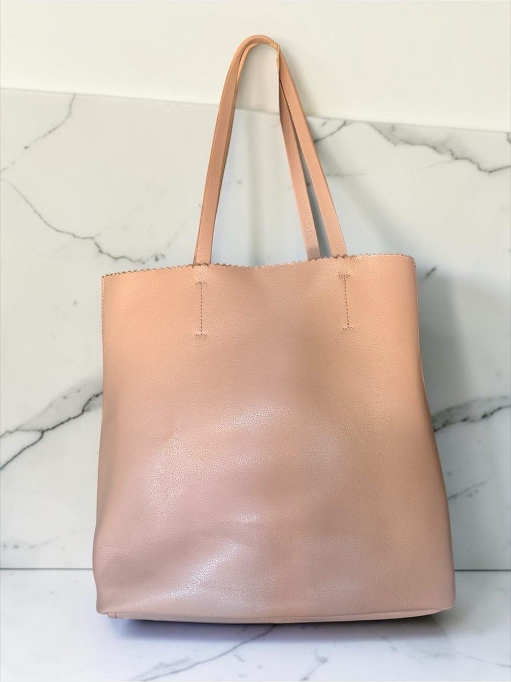Shiraleah Chicago Lola Tote Bag Blush Pink Vegan Leather Laser Cut Sawtooth Lar - Picture 3 of 11